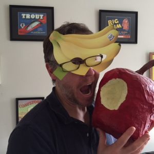 Fruit Guys customer wearing banana mask