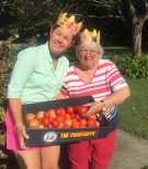 Fruit Guys customers wearing fruit crown