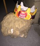 rock wearing fruit crown