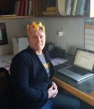 Fruit Guys founder wearing fruit crown