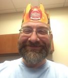 Fruit Guys customer wearing fruit crown