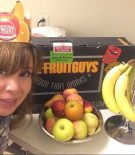 Fruit Guys customer wearing fruit crown