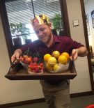Fruit Guys customer wearing fruit crown