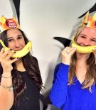 Fruit Guys customers wearing fruit crown